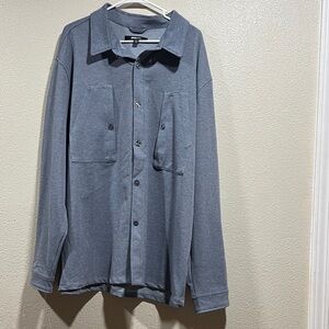 Fashion Nova Men's Button-Up Shirt with Chest Pockets - Slate Blue